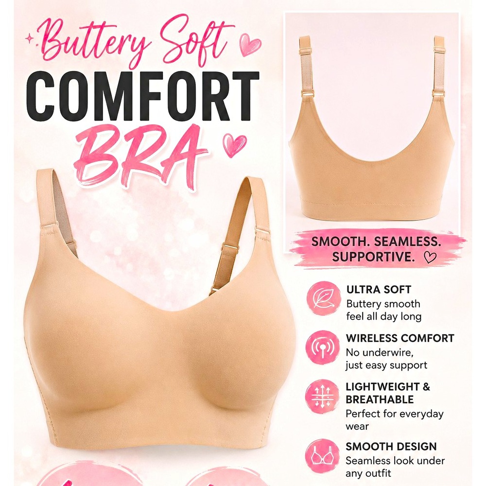 Auden Luxury Collection Wireless Seamless Bra Adjustable Straps Beige 2X DD